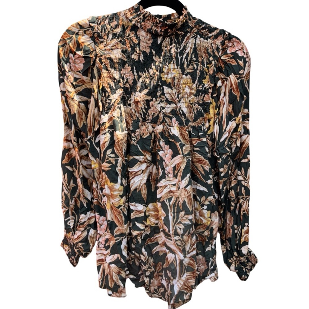 H&M Emerald Green Floral Pattern Blouse - Picture 4 of 11